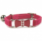 Pink Diamante Bow Velvet Cat Collar